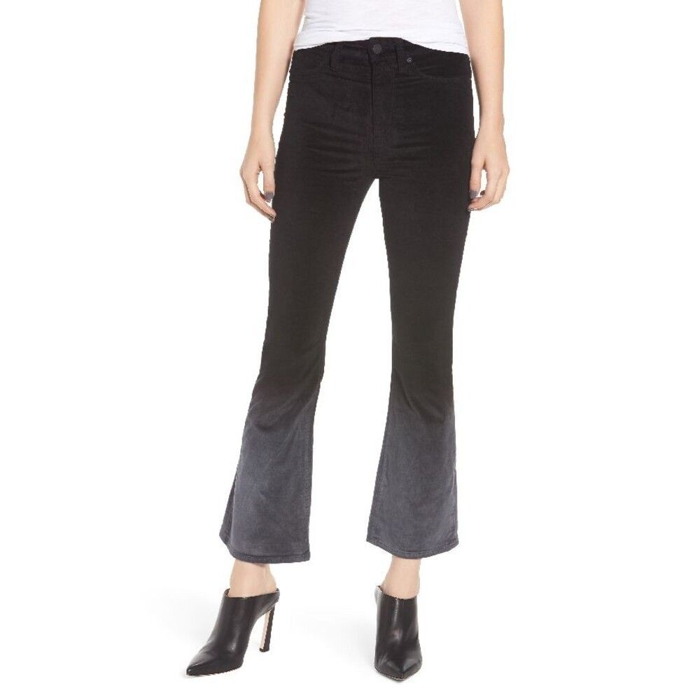 New Womens Designer Hudson Jeans 28 Black Silver NWT $225 Velvet Crop Pants High